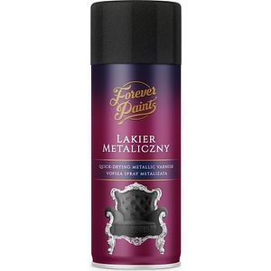 Spray lac metalizat satinat Forever Paints, negru, 400 ml