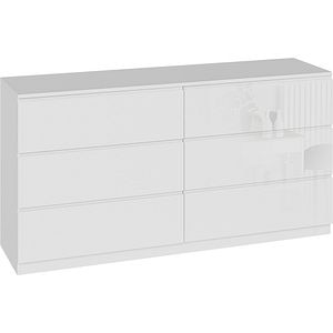 Comoda living BLACK AND WHITE Optimum 01, PAL, 156 x 40 x 80.4 cm, alb lucios