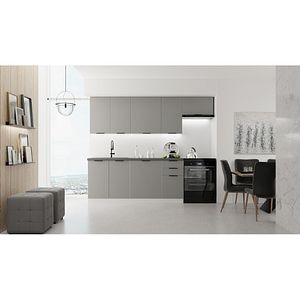Mobila bucatarie Soul II, PAL, 8 piese, 240 x 60 x 223 cm, gri