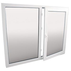Fereastra termopan PVC, geam Clar + Low-E, alb, 4 camere, 136 x 116 cm, stanga, simpla deschidere, batanta • Extruplast
