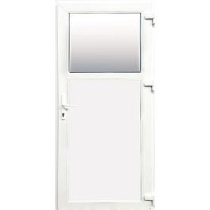 Usa termopan PVC interior/exterior, batanta, cu geam, 4 C, 1/3, alb, stanga, simpla deschidere, 88 x 203 cm  Extruplast