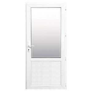 Usa termopan PVC interior/exterior, batanta, cu geam, 4 C, 2/3, alb, dreapta, simpla deschidere, 88 x 203 cm  Extruplast