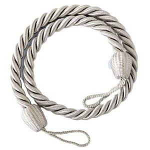 Snur prindere draperie, poliester, 57 x 1.3 cm, argintiu