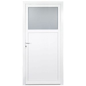 Usa exterior REHAU, cu geam, 5 camere, 1/3, stanga, PVC, 98 x 198 cm, alb