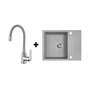 Set chiuveta cu baterie, gri, 56 x 44 cm