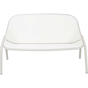 Banca terasa Bucket, 2 locuri, aluminiu, 128.6 x 65.4 x 76.5 cm, gri-alb