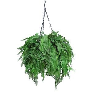 Cos suspendat cu planta artificiala MYRIA Feriga Persana, 80 x 50 cm