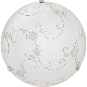 Plafoniera LED, E27, alb, metal si sticla, 40 cm  •  Klausen Floro