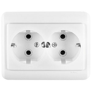 Priza dubla ceramica ELEGANT 16A, ST incastrat, alba   Relee Medias