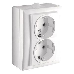 Priza dubla ceramica Schuko IP20, alba, tip ELEGANT   Relee Medias