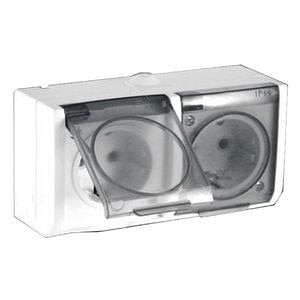 Priza dubla ceramica aplicata IP44, alba, tip ELEGANT  • Relee Medias