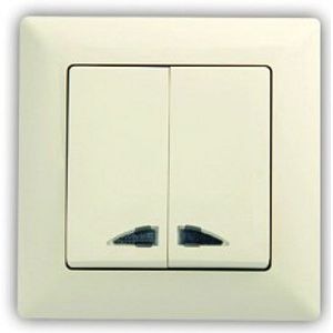 Intrerupator cu LED, 10 A, 220 V, crem • Gunsan Visage