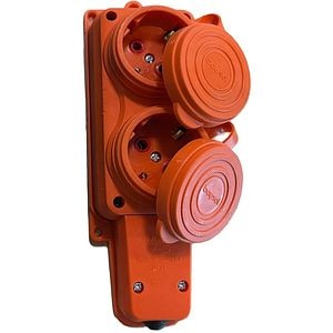 Priza VISION, 2 posturi, cauciuc, 3500W, portocaliu