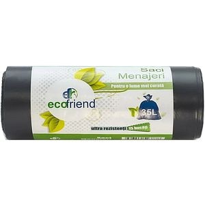 Saci menajeri ECOFRIEND 4968, 15 bucati, 35 l, negru