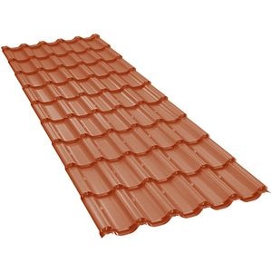 Tigla metalica BILKA Gotic, caramiziu mat (RAL 8004), 0.5 mm