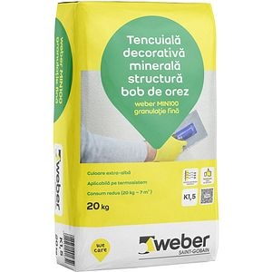 Tencuiala decorativa minerala structurata Weber Min 100 K1.5, alb, 20 kg