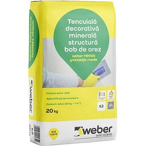 Tencuiala decorativa minerala structurata Weber Min 100 K2, alb, 20 kg