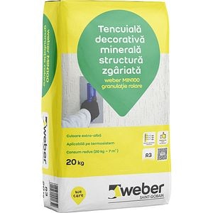 Tencuiala decorativa minerala structurata Weber Min 100 R3, extra-alb, 20 kg