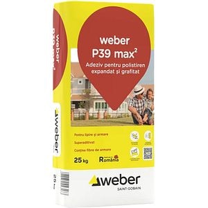 Adeziv si masa spaclu pentru polistiren expandat si grafitat Weber P39 MAX2, 25 kg