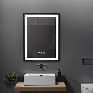 Oglinda baie BELFORM Infinity, 60 x 4 x 80 cm, iluminare LED, negru mat