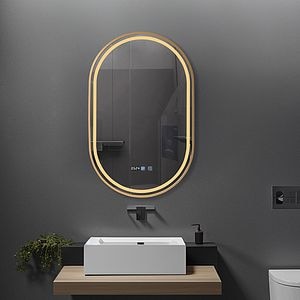 Oglinda baie BELFORM Fortuna, 50 x 4 x 80 cm, iluminare LED, auriu