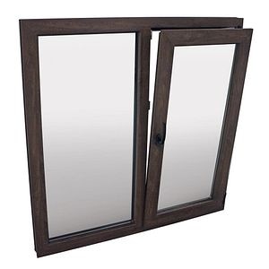 Fereastra termopan PVC, geam Clar + Low-E, nuc, 6 camere, 116 x 116 cm, stanga, dubla deschidere, fixa + oscilobatanta  Extruplast