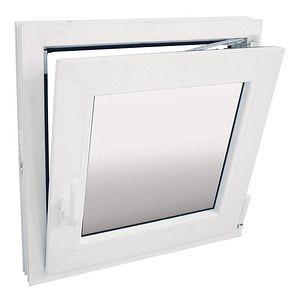 Fereastra termopan PVC, geam Clar + Low-E, alb, 4 camere, 56 x 56 cm, stanga, dubla deschidere, oscilobatanta • Extruplast