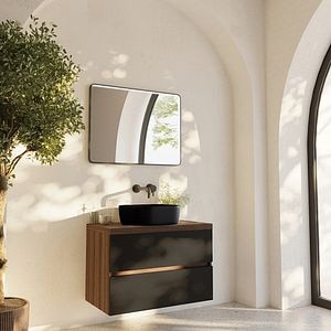 Masca lavoar SAVINIDUE Easy, MDF, 82 x 48 x 55 cm, maro-negru mat