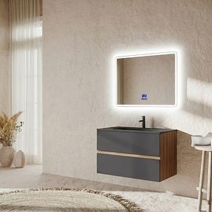 Masca lavoar SAVINIDUE Easy, 2 sertare, 100.3 x 49 x 54 cm, negru-maro