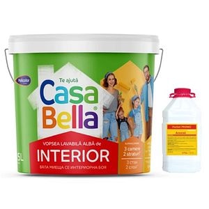 Vopsea lavabila, interior, alba, 24 L + amorsa 4 L • CasaBella