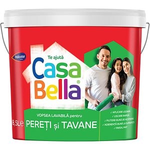 Vopsea lavabila CasaBella Pereti si Tavane, alb, 8.5 l
