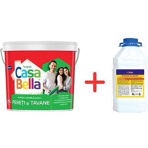 Vopsea lavabila CasaBella Pereti si Tavane, alb, 24 l + amorsa 4 l