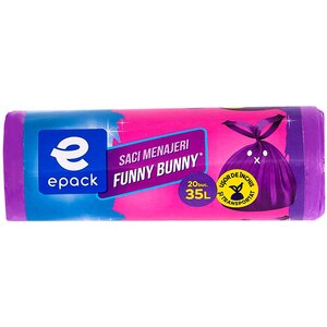Saci menajeri EPACK Funny Bunny, 20 bucati, 35 l, mov