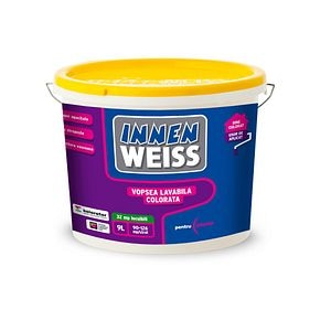 Vopsea lavabila colorata interior, baza pastel 9 L • Innenweiss