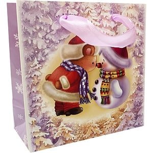 Punga cadou SAVCOM Christmas, 13.5 x 13.5 x 6 cm, carton, multicolor