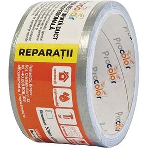 Banda adeziva PROCOLOR Pro, 50mm x 10m, argintiu