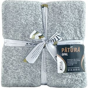 Patura Opal, 180 x 200 cm, poliester, gri