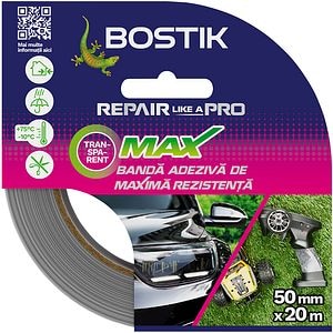 Banda adeziva maxima rezistanta BOSTIK, 50mm x 20m, transparent