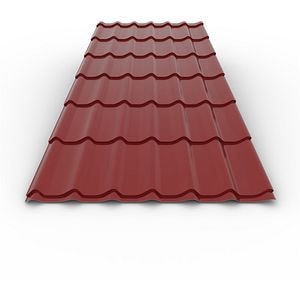 Tigla metalica, Rosu, RAL 3011, 0,4 mm x 220 x 120 cm, lucios, 2,64 mp  Bravo 