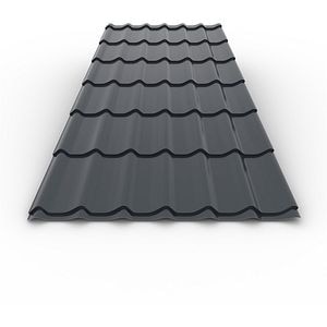 Tigla metalica, Gri, RAL 7016, 0,4 mm x 220 x 120 cm, classic, 2,64 mp  Bravo 