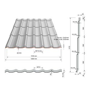 Tigla metalica, maro, RAL 8017, mat, 0.4 mm x 120 x 220 cm,