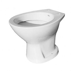 Vas WC curte, rotund, alb, portelan, rustic