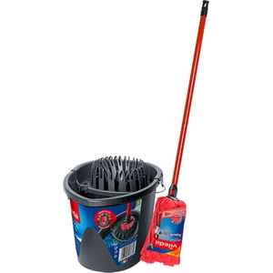 Set galeata cu storcator + mop + maner Euroclick VILEDA Style, negru-rosu