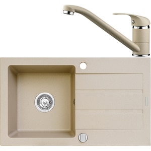 Pachet chiuveta PYRAMIS Classic, 1 cuva, picurator reversibil, compozit granit + baterie, bej