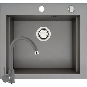 Pachet chiuveta PYRAMIS Chiuveta Altexia Bell Square 57, compozit granit + baterie, gri