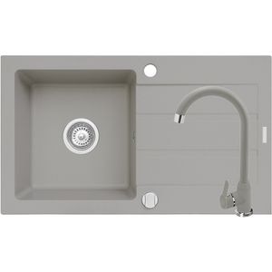 Pachet chiuveta PYRAMIS Altexia Eco Smart, 1 cuva, picurator reversibil, compozit granit + baterie, gri