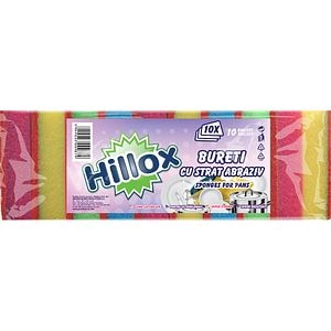 Burete de vase HILLOX 009879, cu strat abraziv, 10 bucati