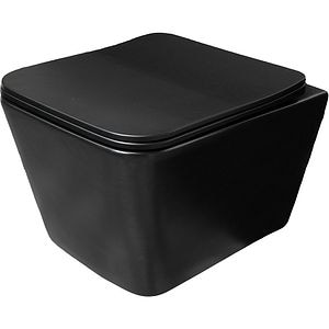 Vas WC suspendat TR-B1255W, rimless, ceramica, 36 x 52 x 34 cm, negru