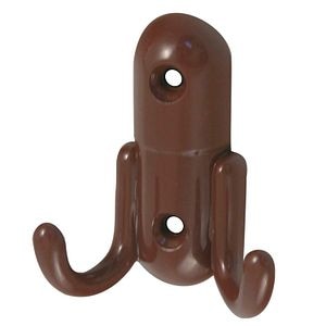 Cuier metalic, 2 carlige, maro