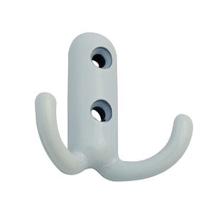 Cuier metalic, 2 carlige,  alb